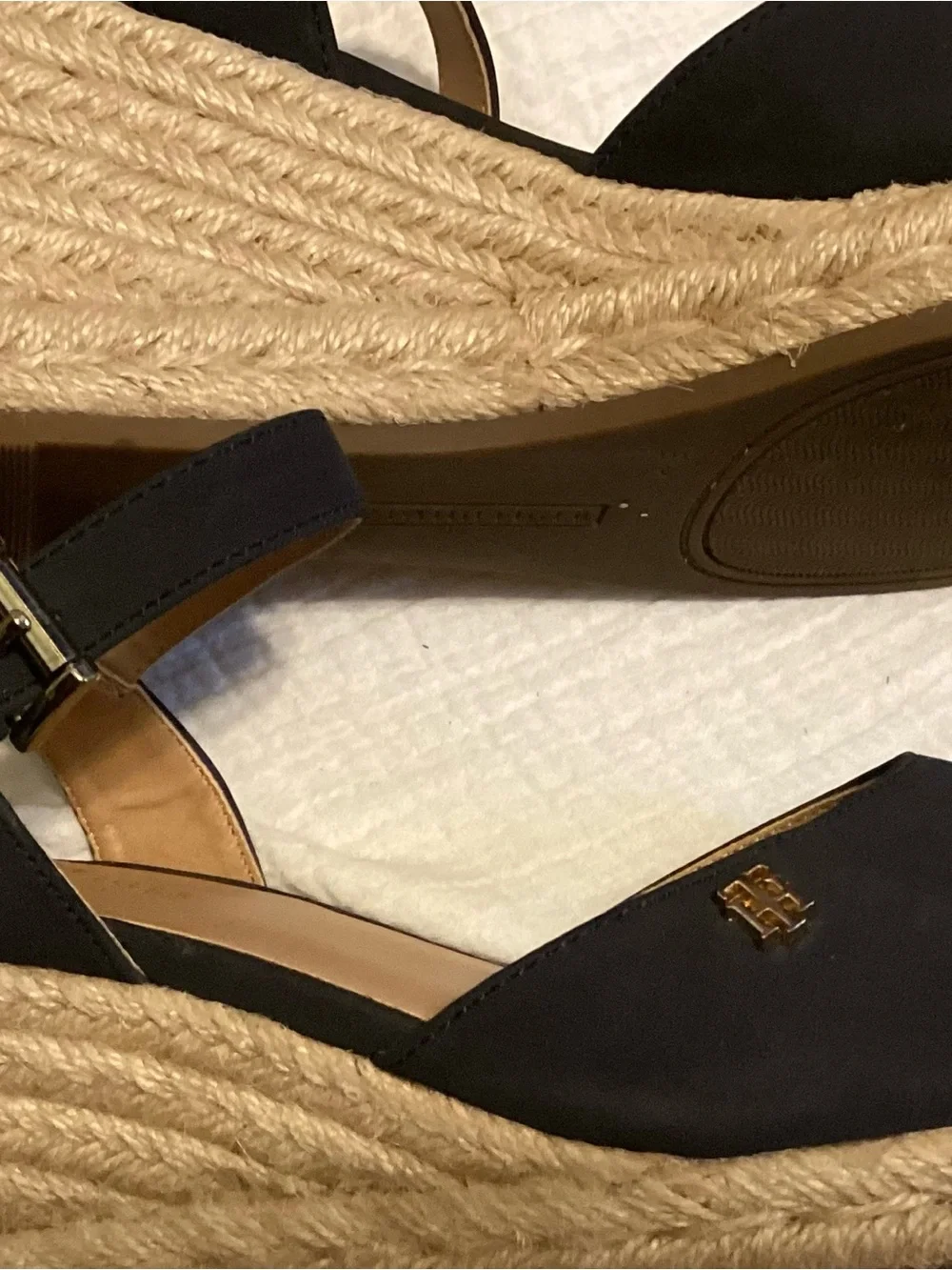 Tommy Hilfiger Espadrilles Women's Wedges Ankle Buckle Blue Sandals 8 1/2M